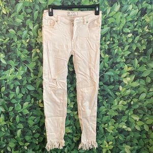 Free people size 24 skinny jeans, frayed hem ivory